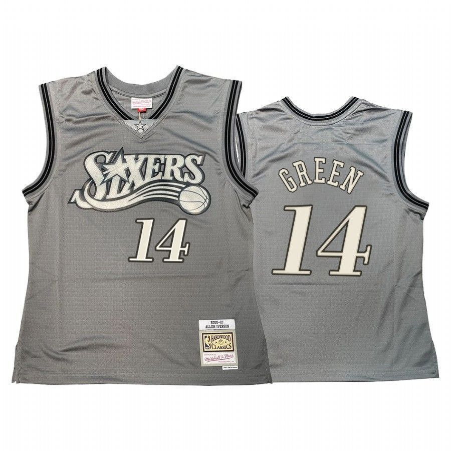 Men's Danny Green 14 Philadelphia 76ers Hardwood Classics Basketball Jersey Gray - JS995 