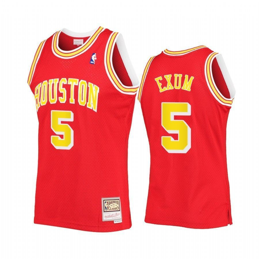 Men's Dante Exum 5 Houston Rockets Red Hardwood Classics Basketball Jersey - JS535 
