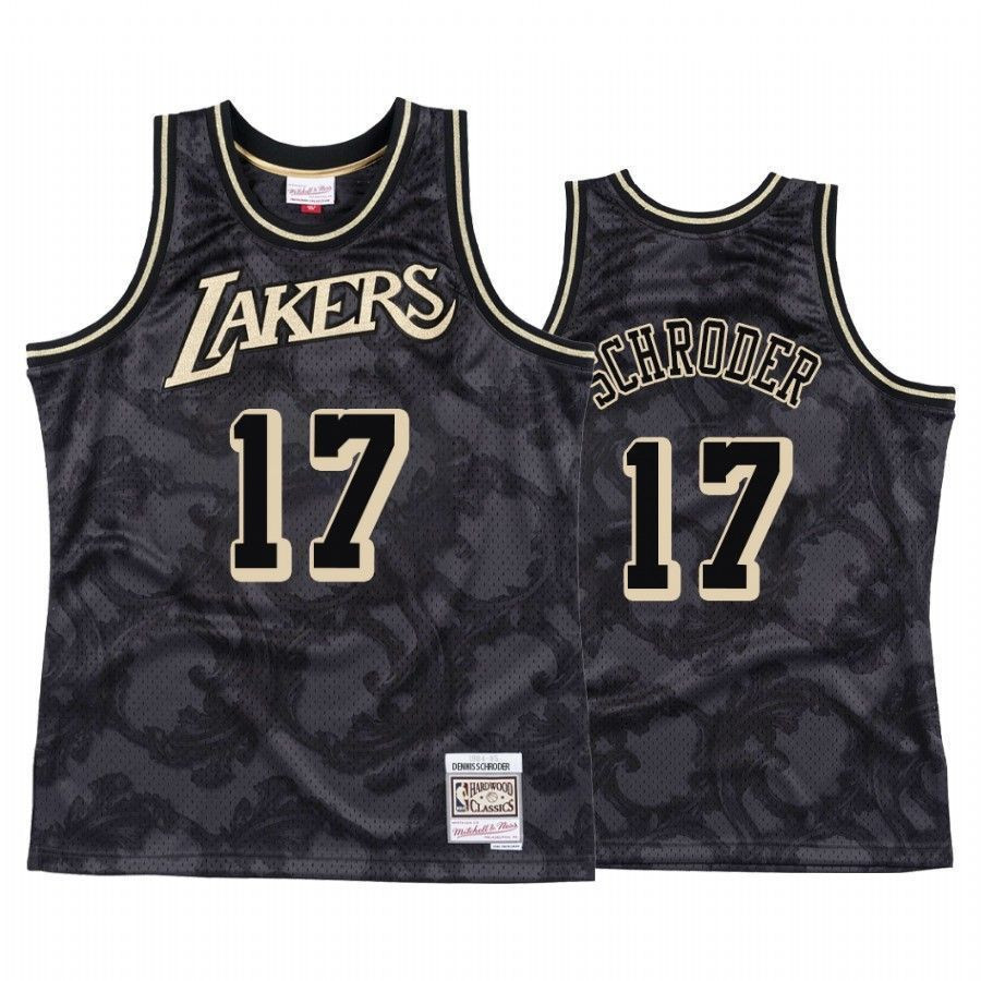 Men's Dennis Schroder 17 Los Angeles Lakers Black Toile Basketball Jersey - JS901 