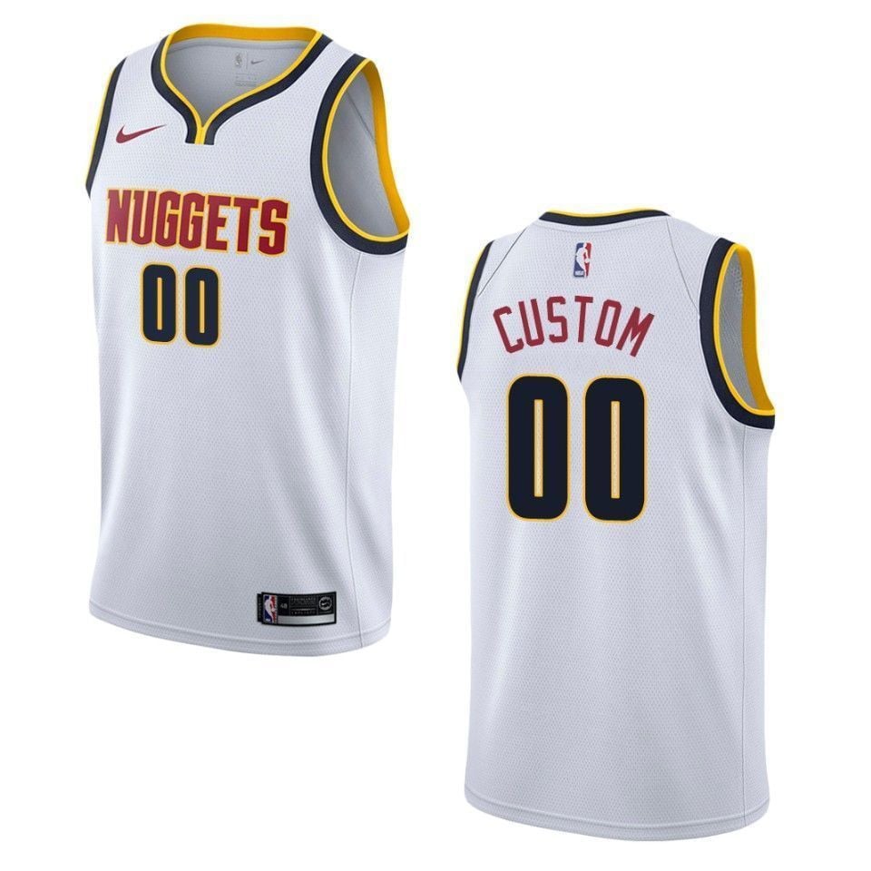 Men's Denver Nuggets 00 Custom Association Swingman Basketball Jersey - Wihte - JS638 