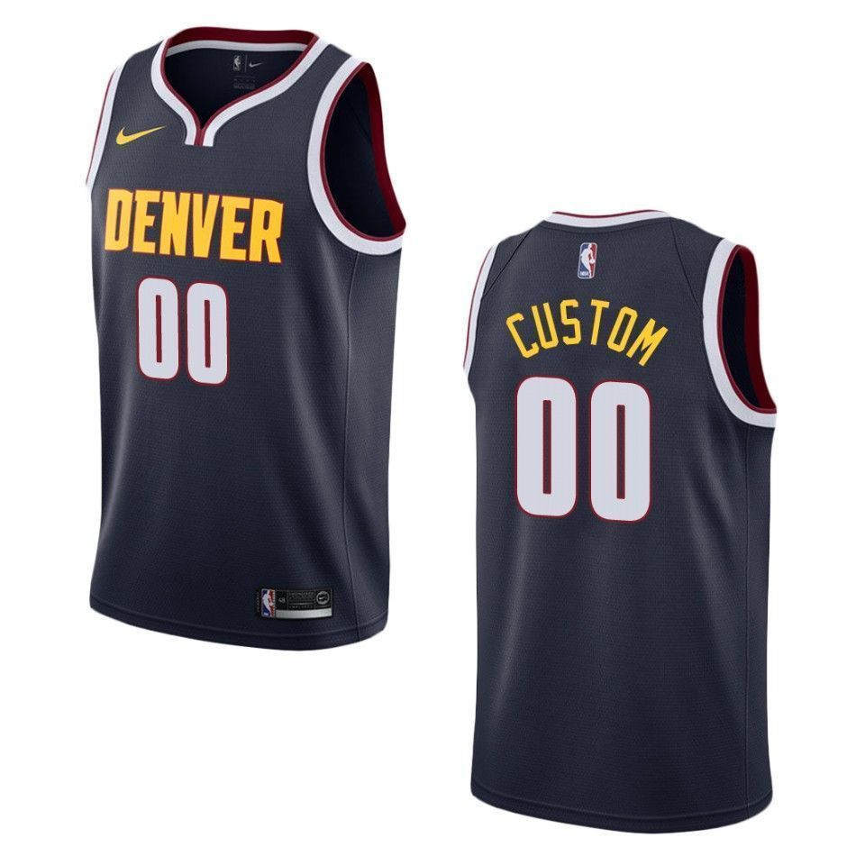Men's Denver Nuggets 00 Custom Icon Swingman Basketball Jersey - Navy - JS959 