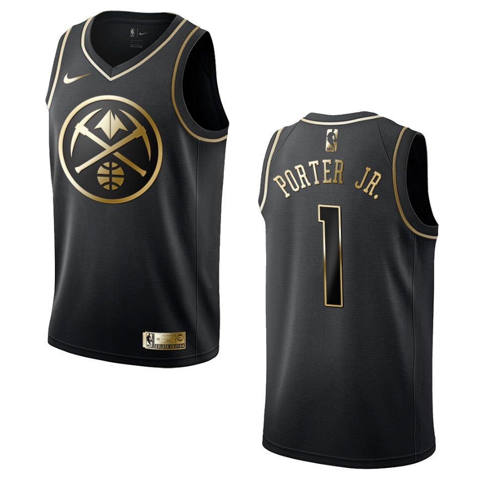 Men’s Denver Nuggets #1 Michael Porter Jr. Golden Edition Basketball Jersey – Black
