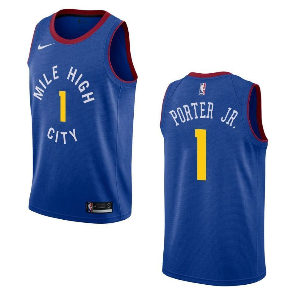 Men's Denver Nuggets 1 Michael Porter Jr. Statement Swingman Basketball Jersey - Blue - JS122 