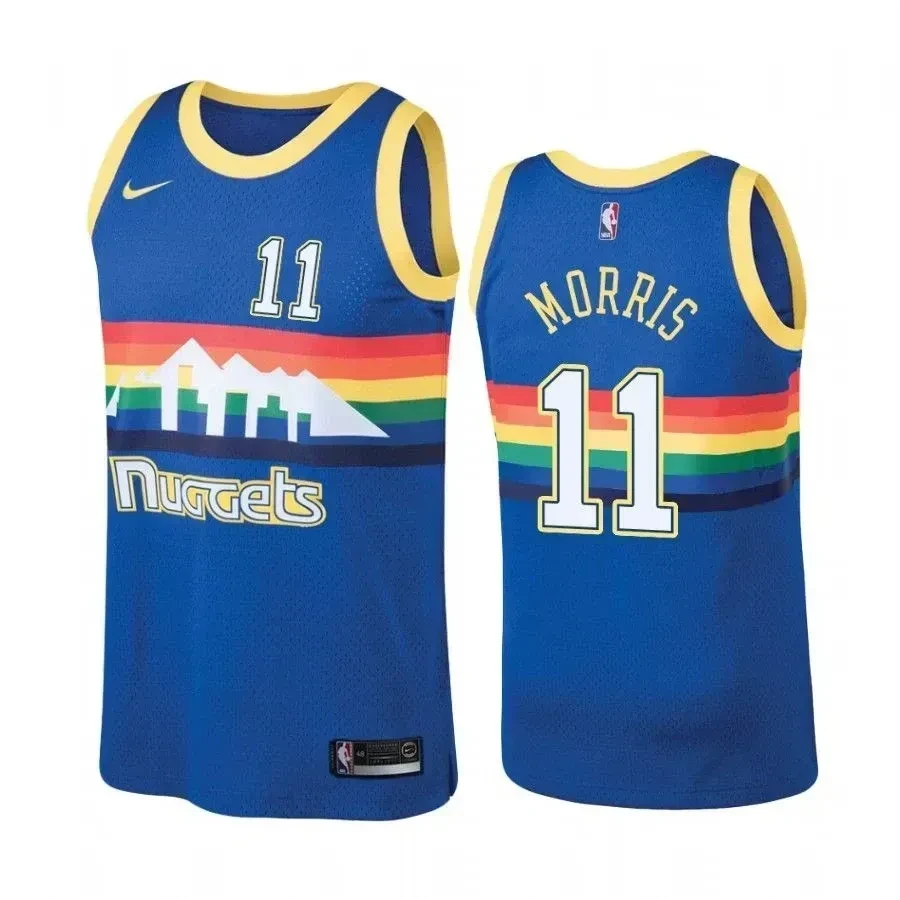 Men's Denver Nuggets 11 Monte Morris Hardwood Classics Blue Basketball Jersey - JS515 