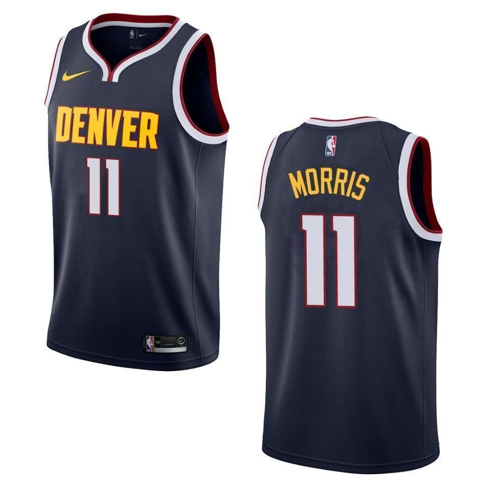 Men's Denver Nuggets 11 Monte Morris Icon Swingman Basketball Jersey - Navy - JS593 