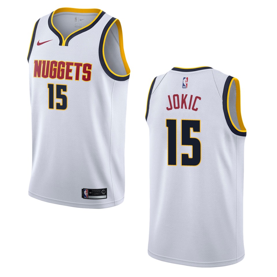 Men's Denver Nuggets #15 Nikola Jokic Association Swingman Basketball Jersey - Wihte