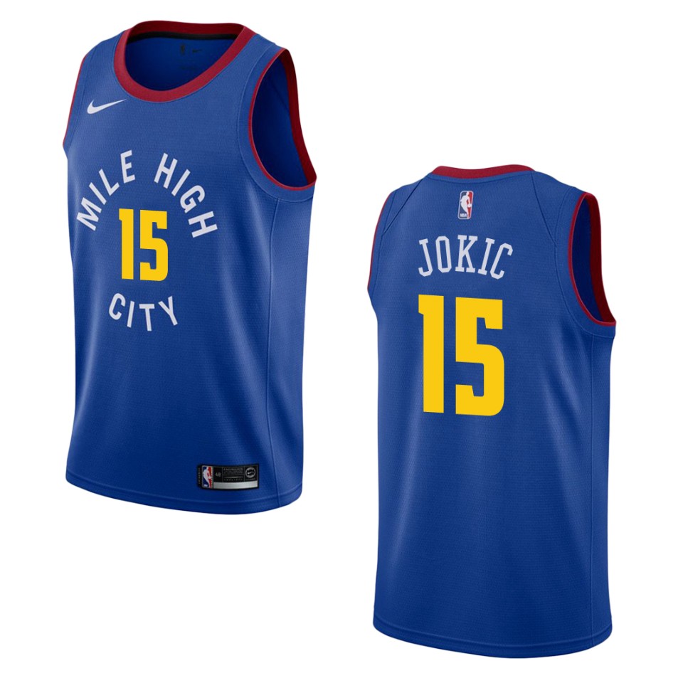 Men's Denver Nuggets #15 Nikola Jokic Statement Swingman Basketball Jersey - Blue