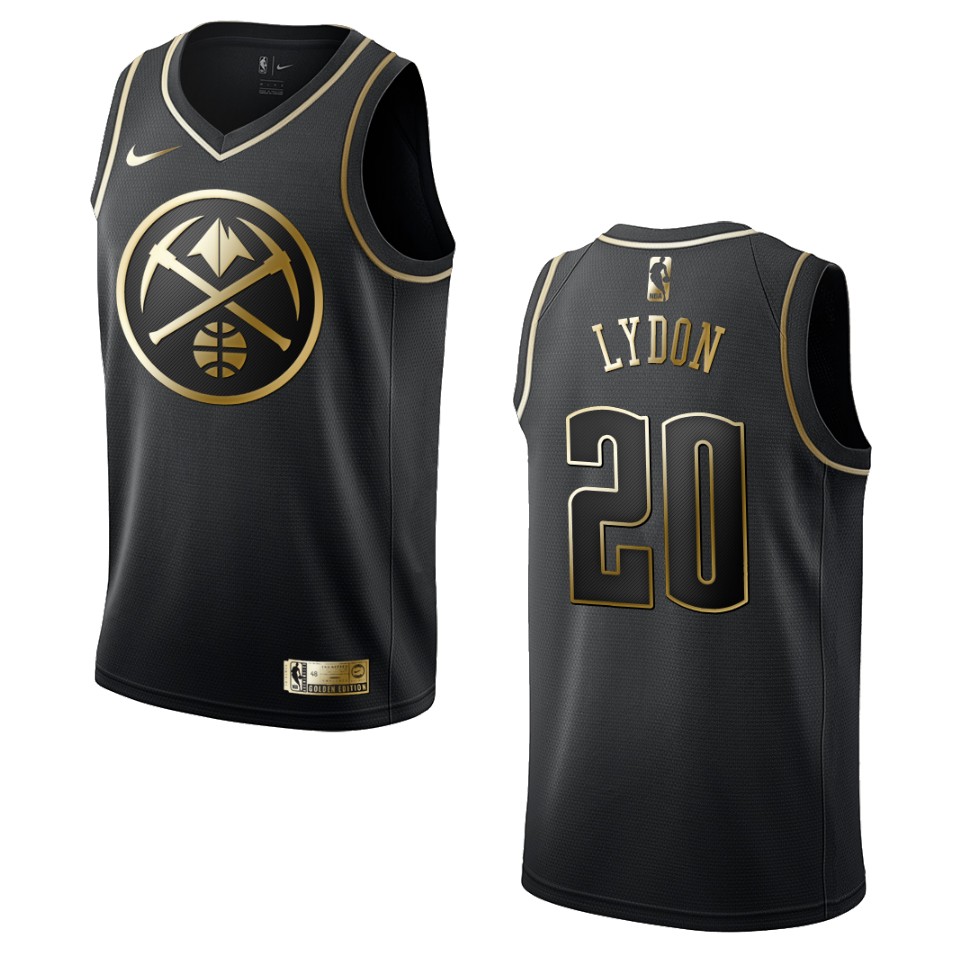 Men’s Denver Nuggets #20 Tyler Lydon Golden Edition Basketball Jersey – Black