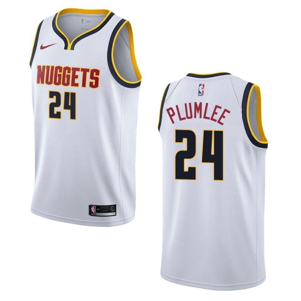 Men's Denver Nuggets 24 Mason Plumlee Association Swingman Basketball Jersey - Wihte - JS759 