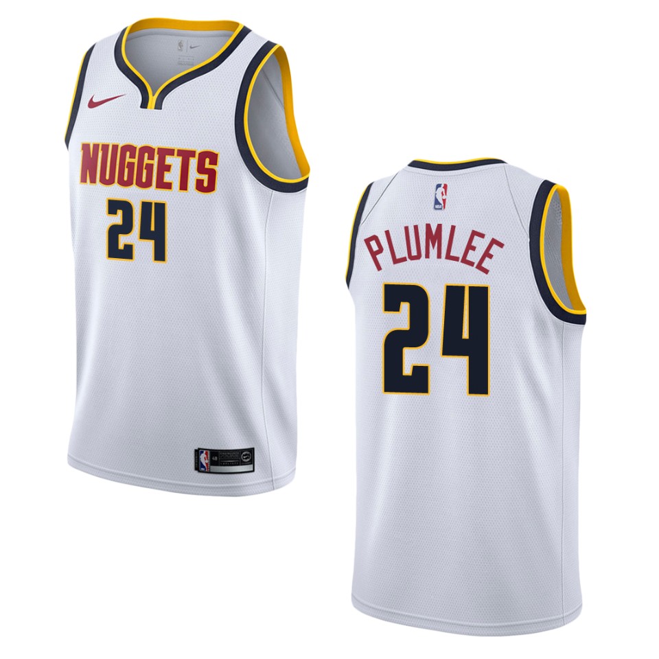 Men's Denver Nuggets #24 Mason Plumlee Association Swingman Basketball Jersey - Wihte