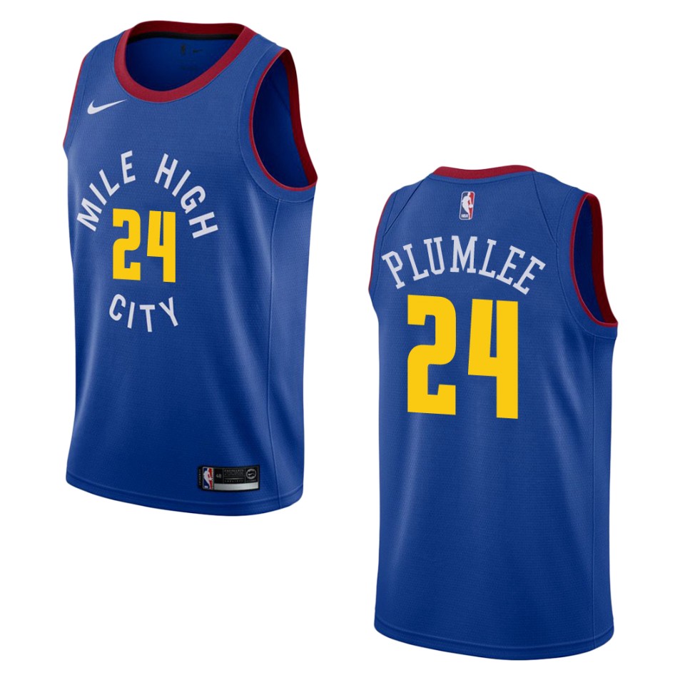 Men's Denver Nuggets #24 Mason Plumlee Statement Swingman Basketball Jersey - Blue