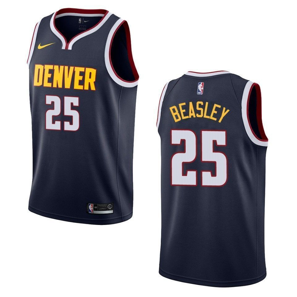 Men's Denver Nuggets 25 Malik Beasley Icon Swingman Basketball Jersey - Navy - JS144 
