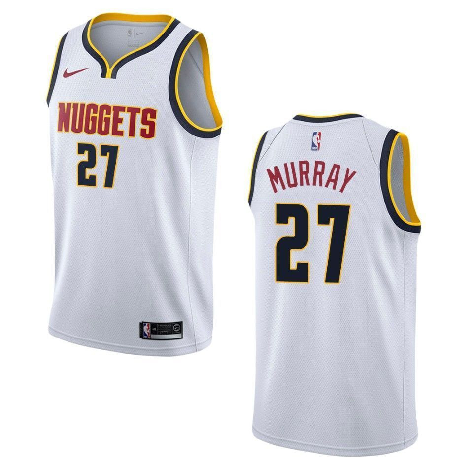 Men's Denver Nuggets 27 Jamal Murray Association Swingman Basketball Jersey - Wihte - JS154 