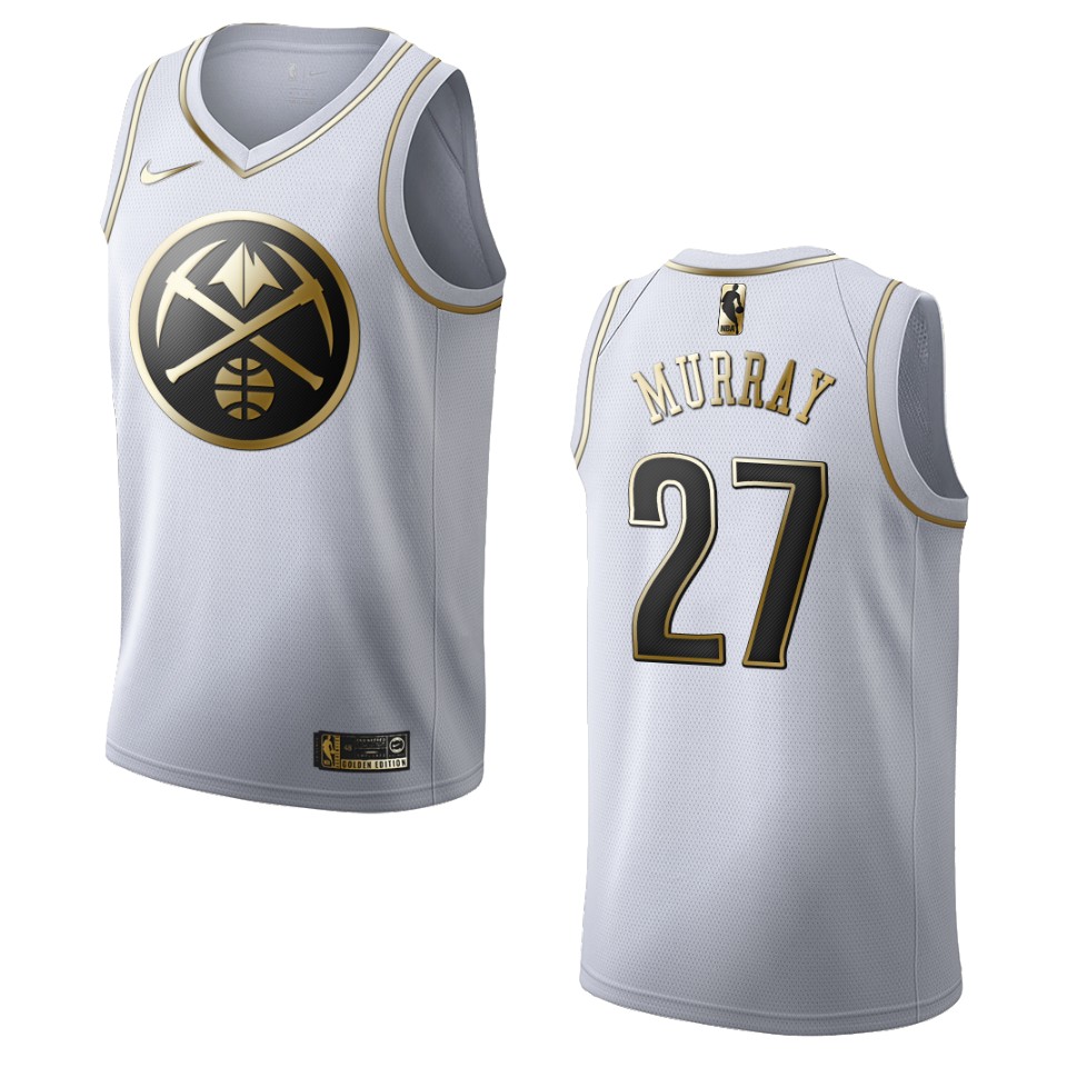 Men’s Denver Nuggets #27 Jamal Murray Golden Edition Basketball Jersey – White