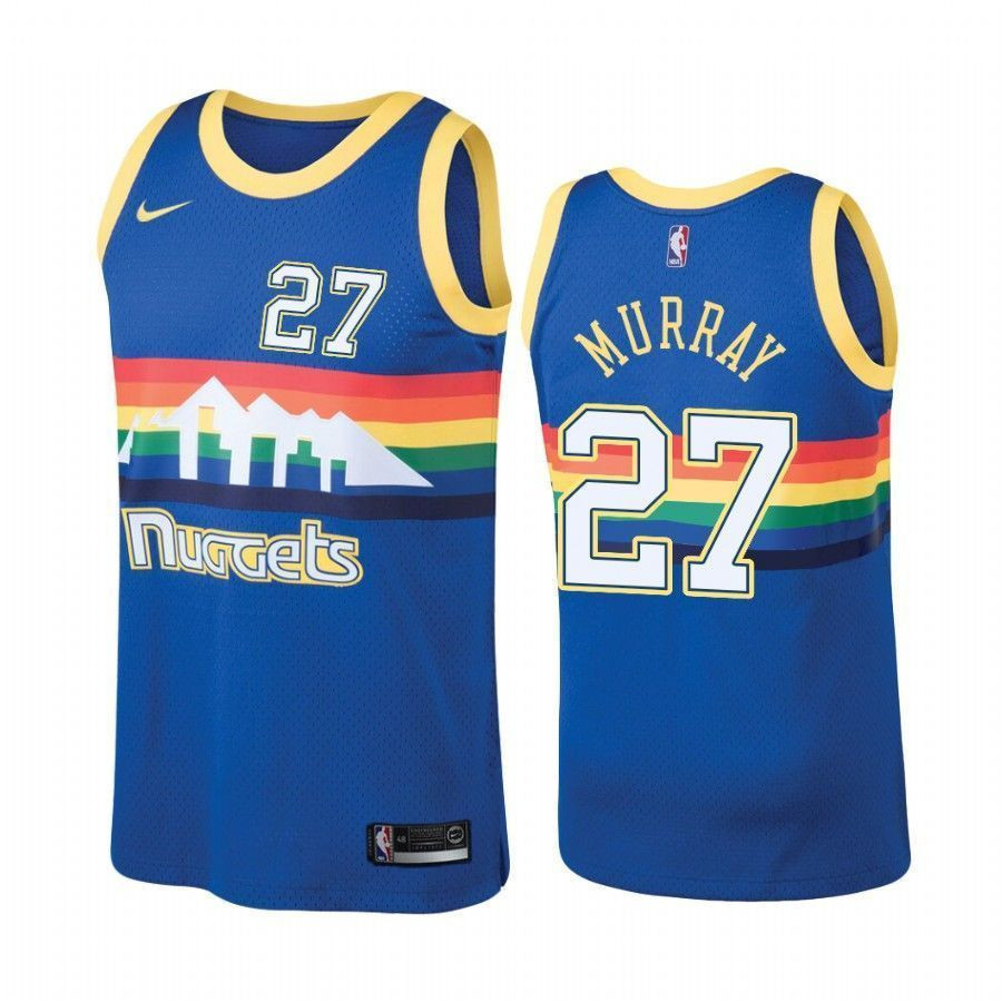 Men's Denver Nuggets 27 Jamal Murray Hardwood Classics Blue Basketball Jersey - JS451 