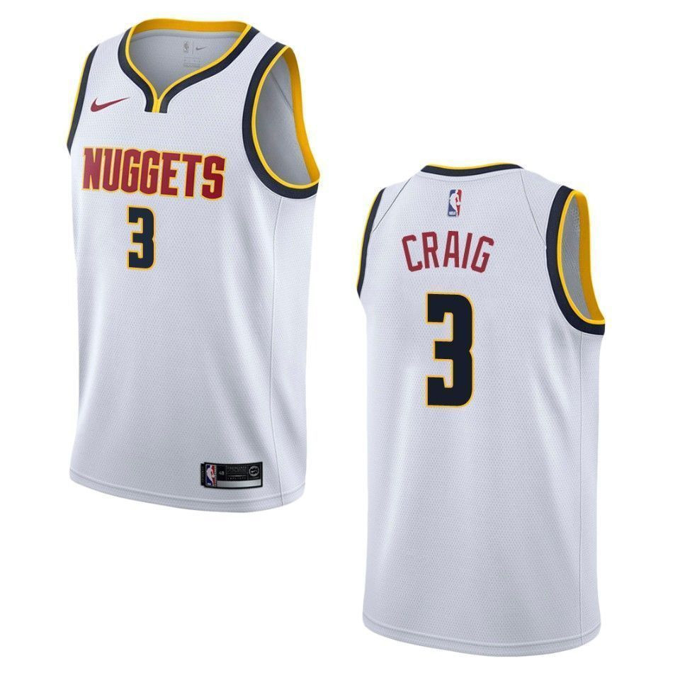 Men's Denver Nuggets 3 Torrey Craig Association Swingman Basketball Jersey - Wihte - JS374 