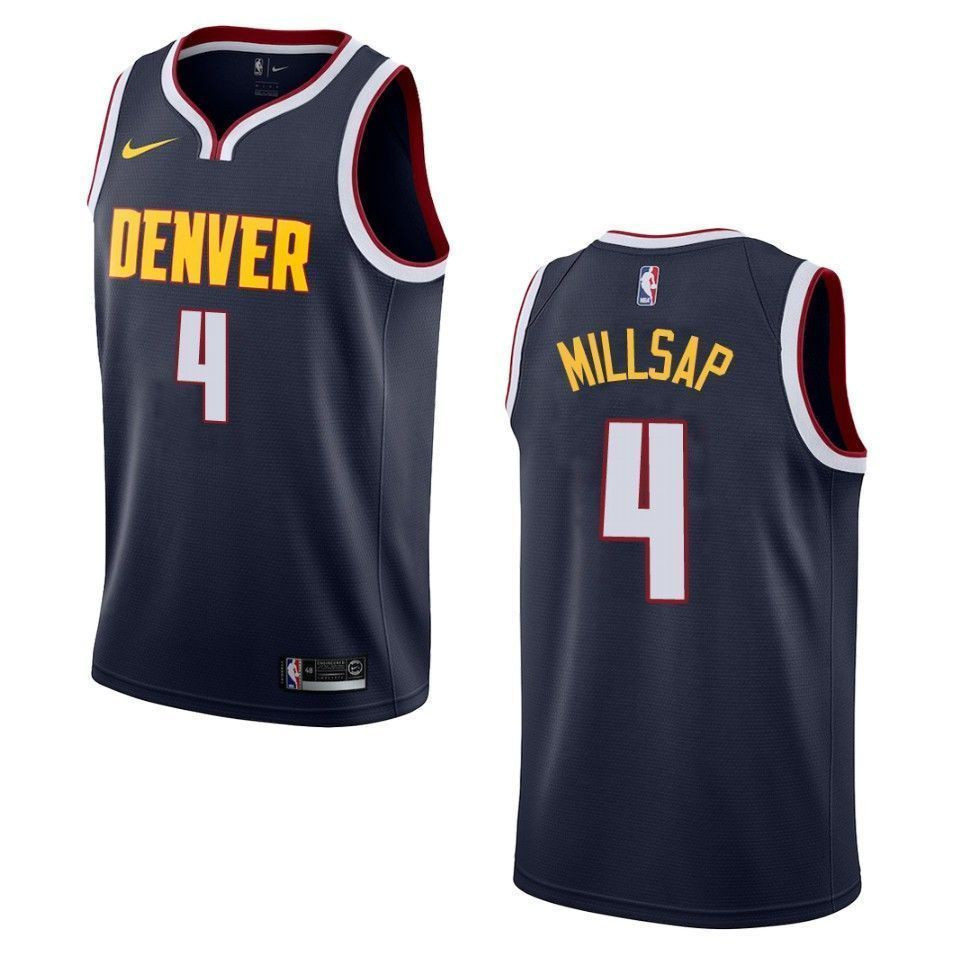 Men's Denver Nuggets 4 Paul Millsap Icon Swingman Basketball Jersey - Navy - JS851 