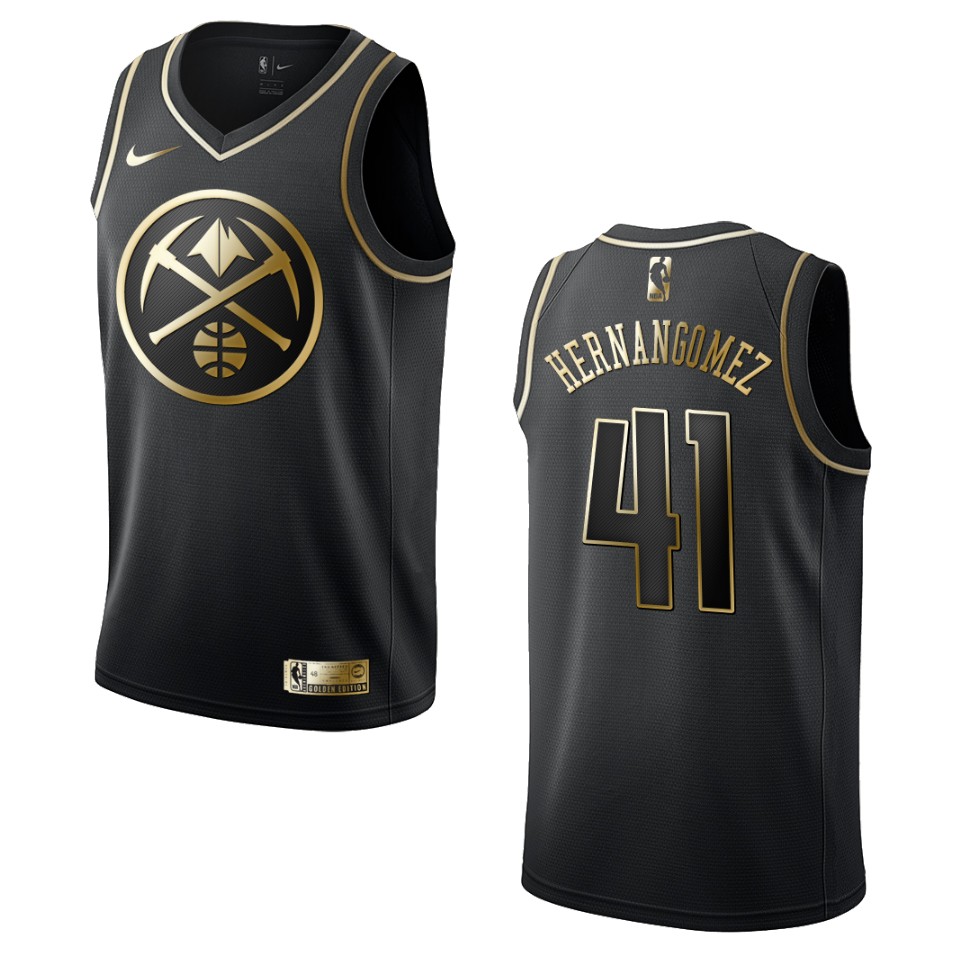 Men’s Denver Nuggets #41 Juan Hernangomez Golden Edition Basketball Jersey – Black
