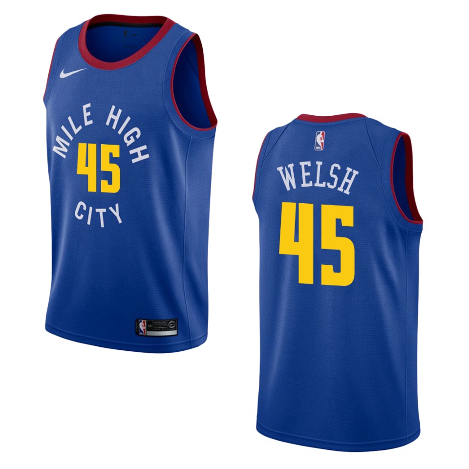 Men's Denver Nuggets #45 Thomas Welsh Statement Swingman Basketball Jersey - Blue