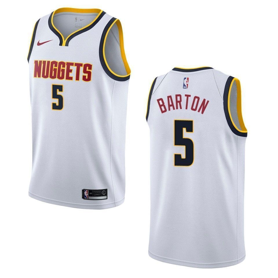 Men's Denver Nuggets 5 Will Barton Association Swingman Basketball Jersey - Wihte - JS253 