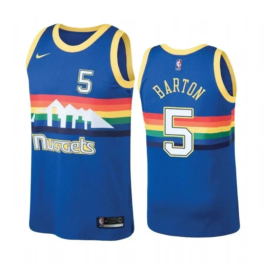 Men's Denver Nuggets 5 Will Barton Hardwood Classics Blue Basketball Jersey - JS804 