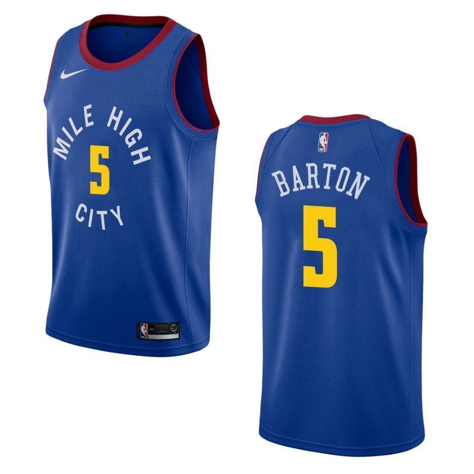 Men's Denver Nuggets 5 Will Barton Statement Swingman Basketball Jersey - Blue - JS426 