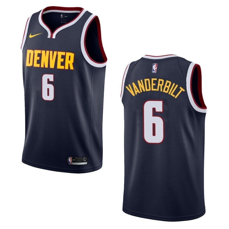 Men's Denver Nuggets 6 Jarred Vanderbilt Icon Swingman Basketball Jersey - Navy - JS966 