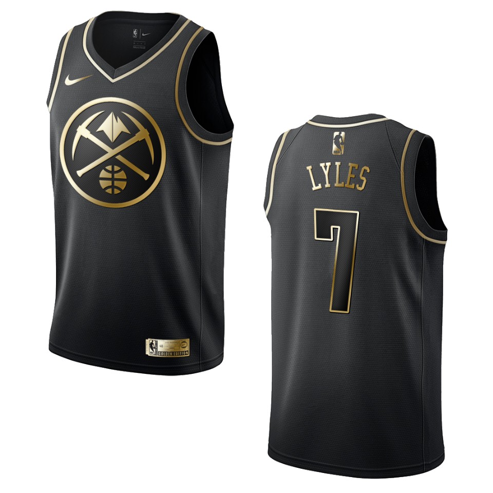 Men’s Denver Nuggets #7 Trey Lyles Golden Edition Basketball Jersey – Black
