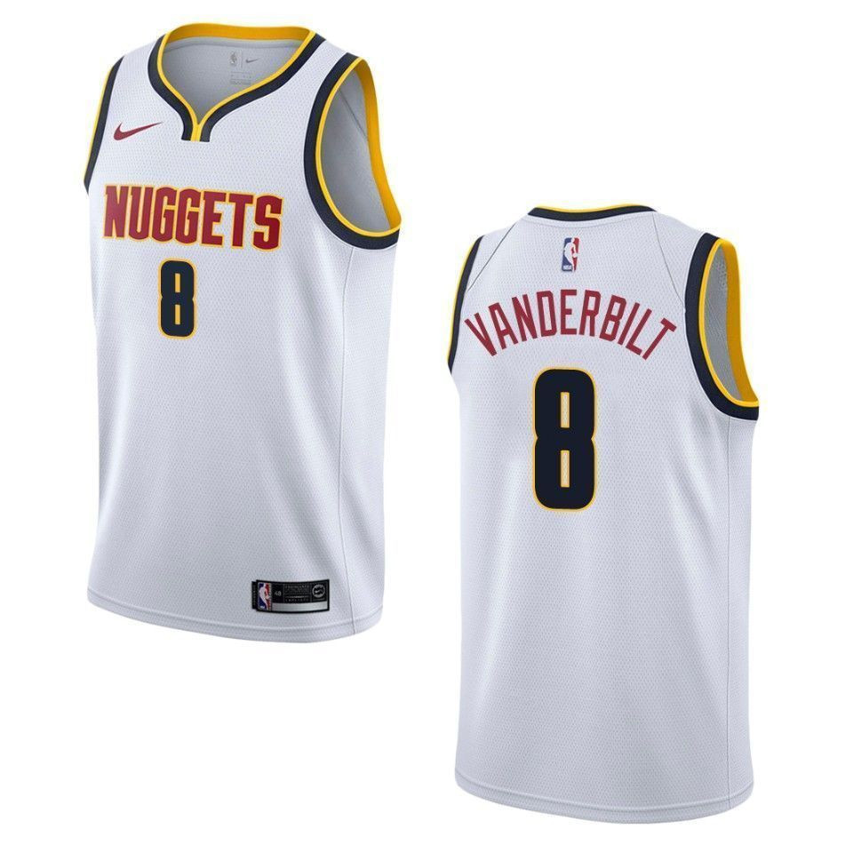 Men's Denver Nuggets 8 Jarred Vanderbilt Association Swingman Basketball Jersey - Wihte - JS561 