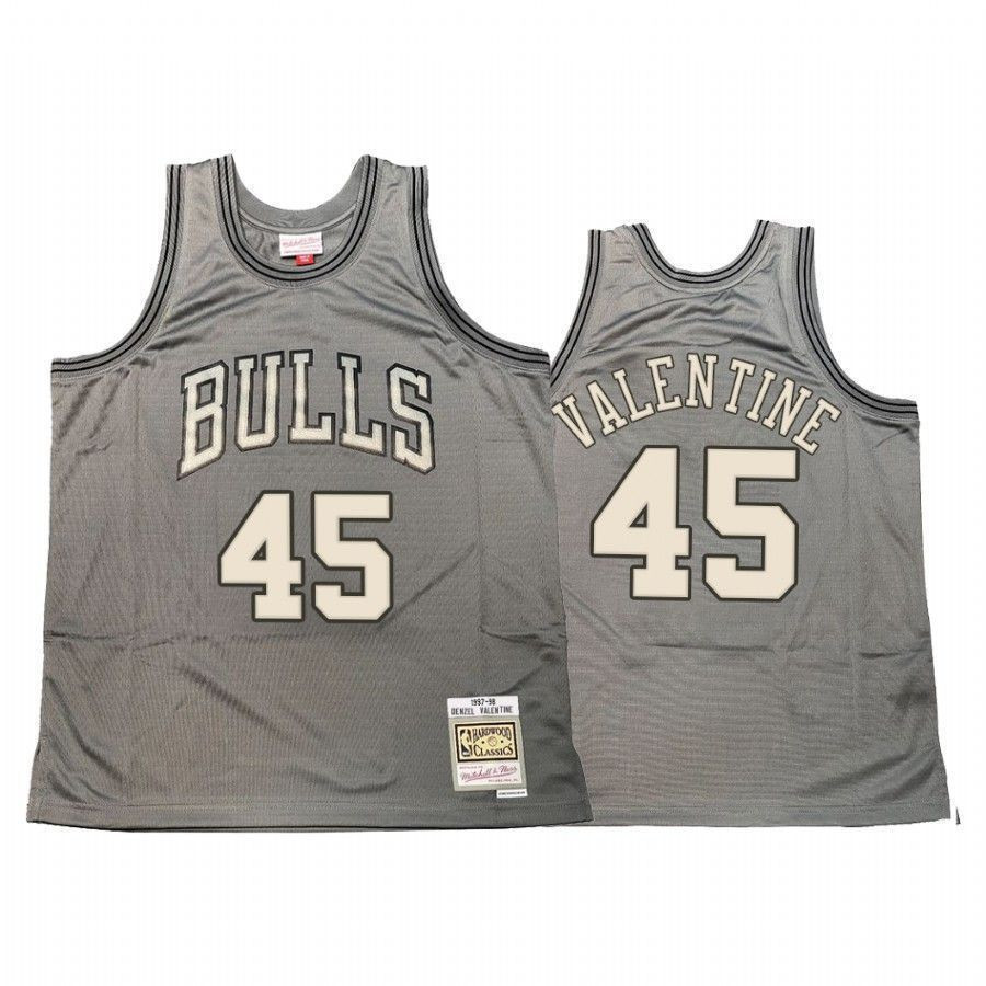 Men's Denzel Valentine 45 Chicago Bulls Hardwood Classics Basketball Jersey Gray - JS659 
