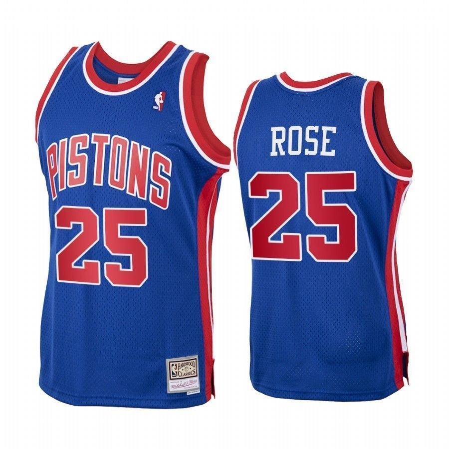 Men's Derrick Rose 25 Detroit Pistons Royal Hardwood Classics Basketball Jersey - JS233 