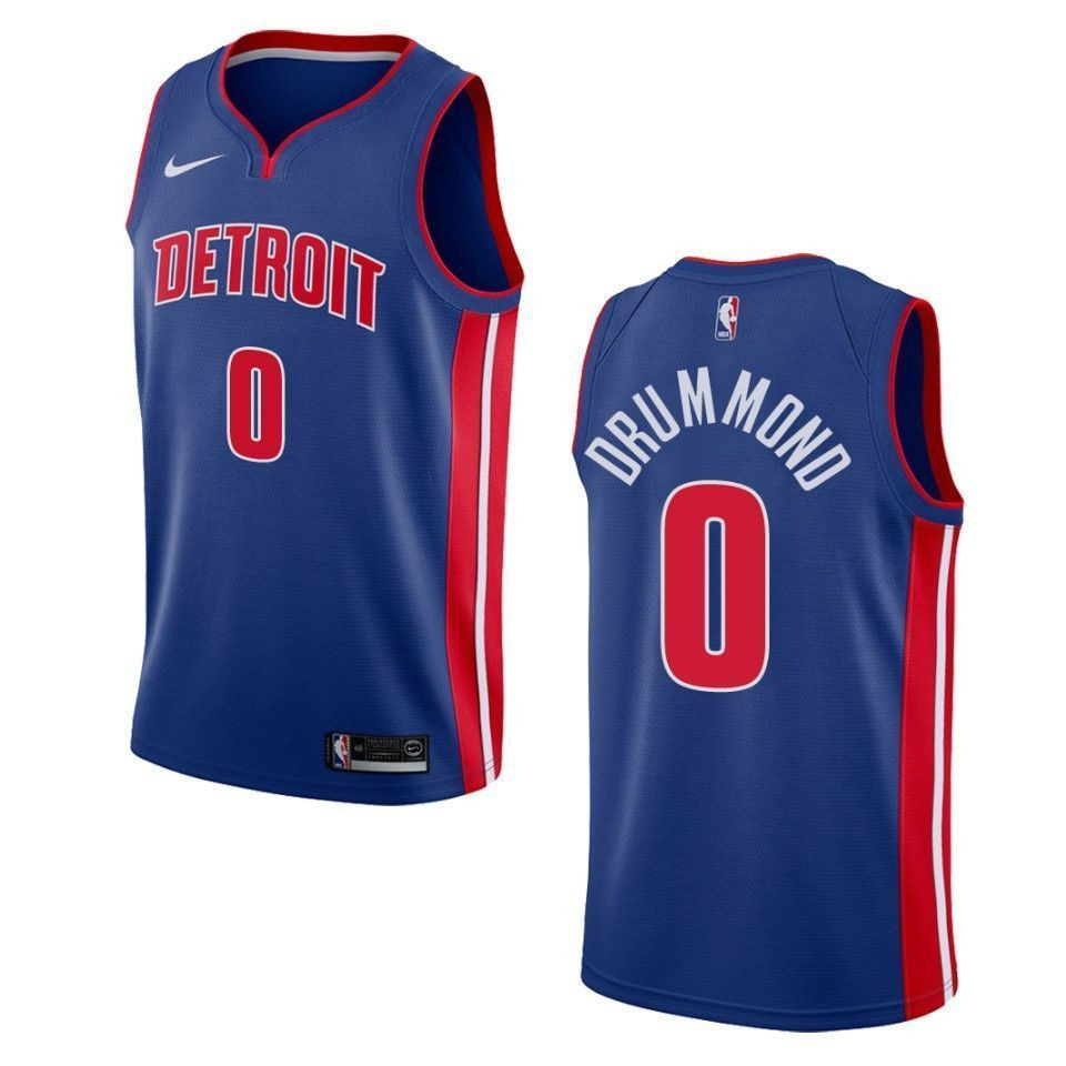 Men's Detroit Pistons 0 Andre Drummond Icon Swingman Basketball Jersey - Blue - JS419 