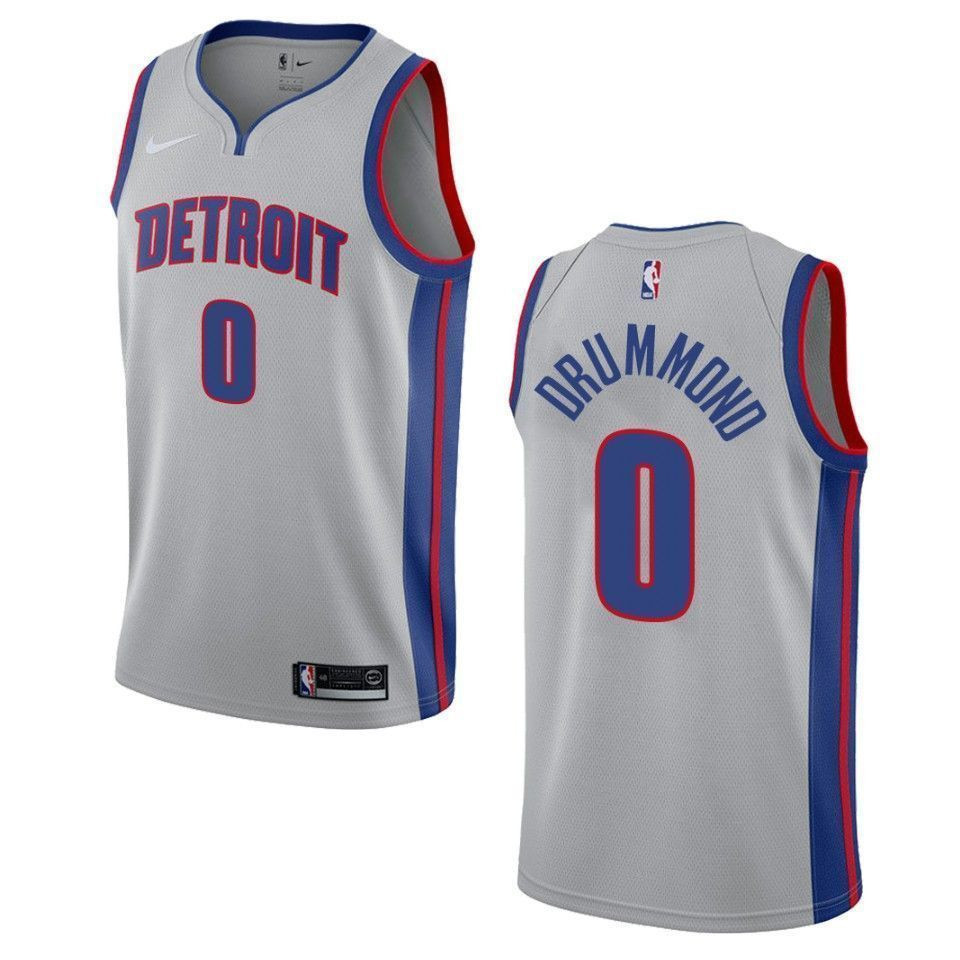 Men's Detroit Pistons 0 Andre Drummond Statement Swingman Basketball Jersey - Gray - JS600 