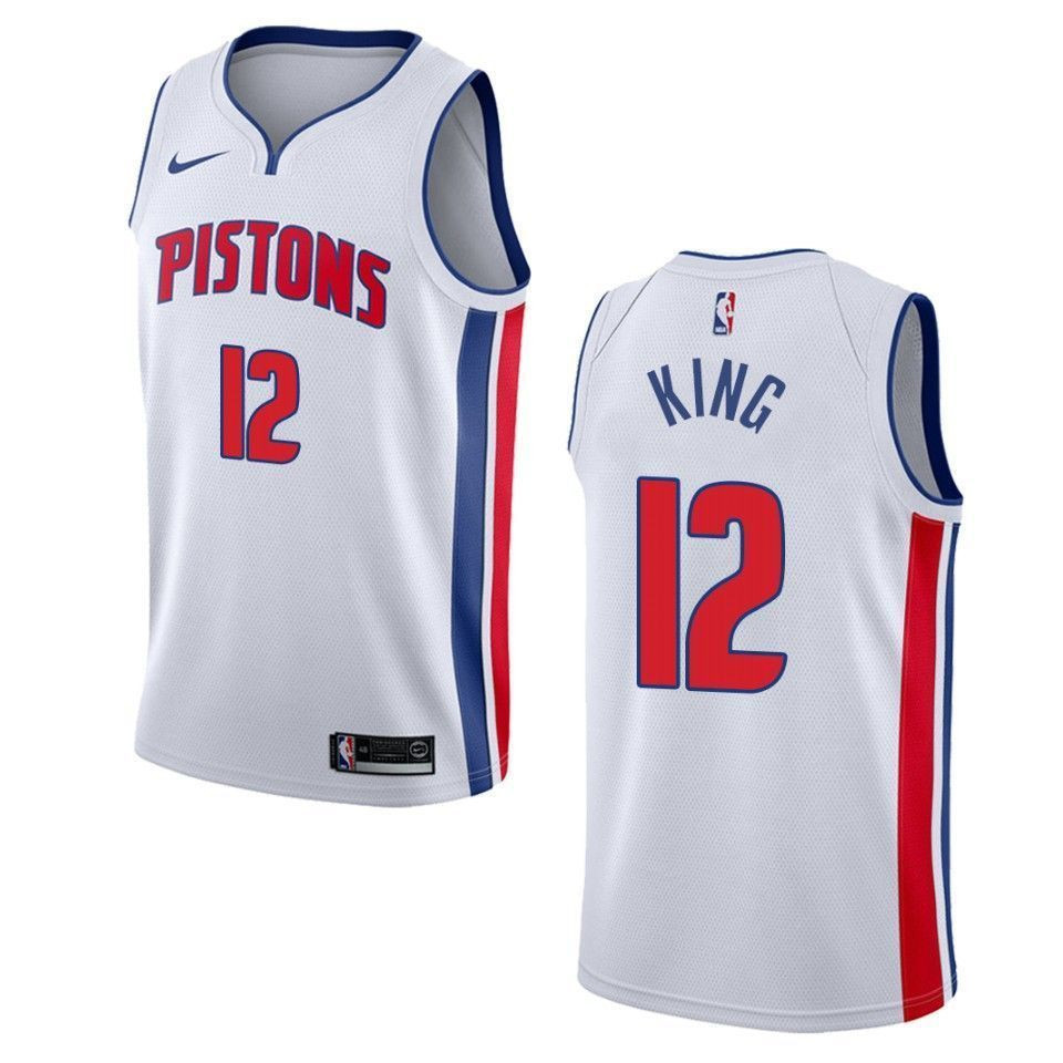 Men's Detroit Pistons 12 Louis King Association Swingman Basketball Jersey - White - JS170 