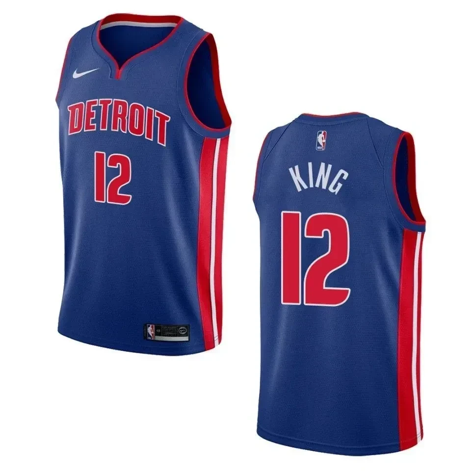 Men's Detroit Pistons 12 Louis King Icon Swingman Basketball Jersey - Blue - JS958 