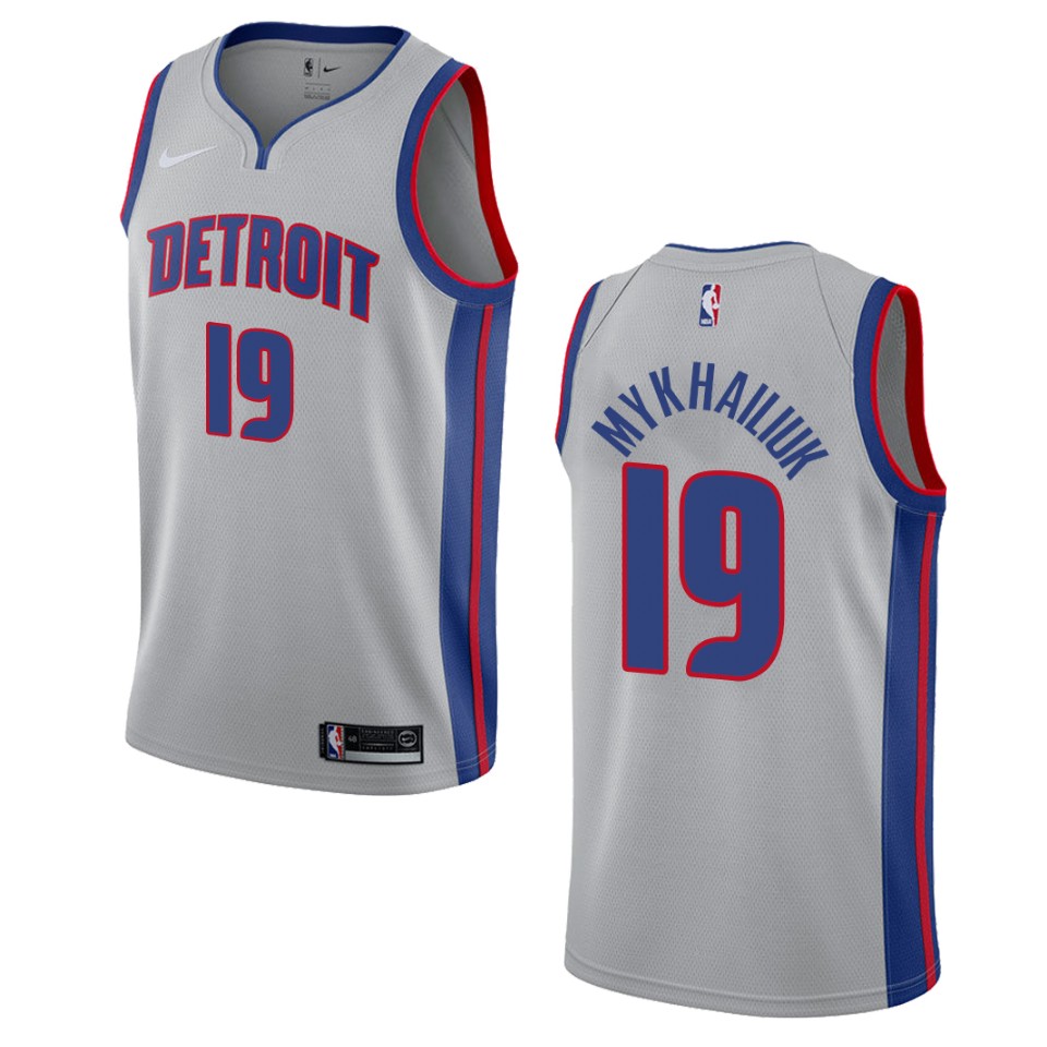 Men's Detroit Pistons #19 Svi Mykhailiuk Statement Swingman Basketball Jersey - Gray