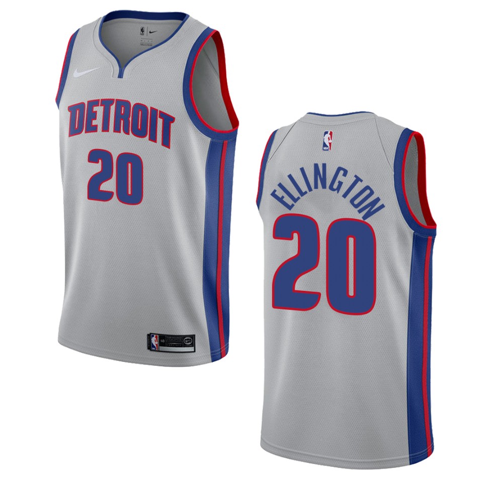 Men's Detroit Pistons #20 Wayne Ellington Statement Swingman Basketball Jersey - Gray
