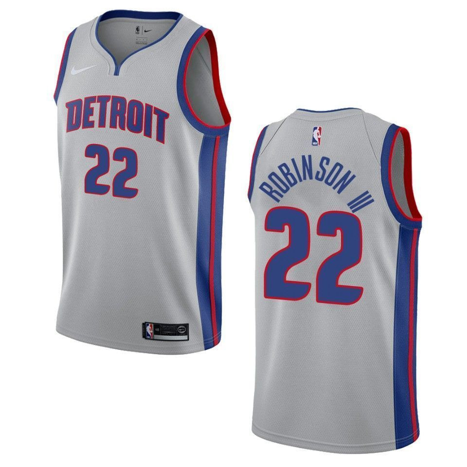 Men's Detroit Pistons 22 Glenn Robinson Iii Statement Swingman Basketball Jersey - Gray - JS369 