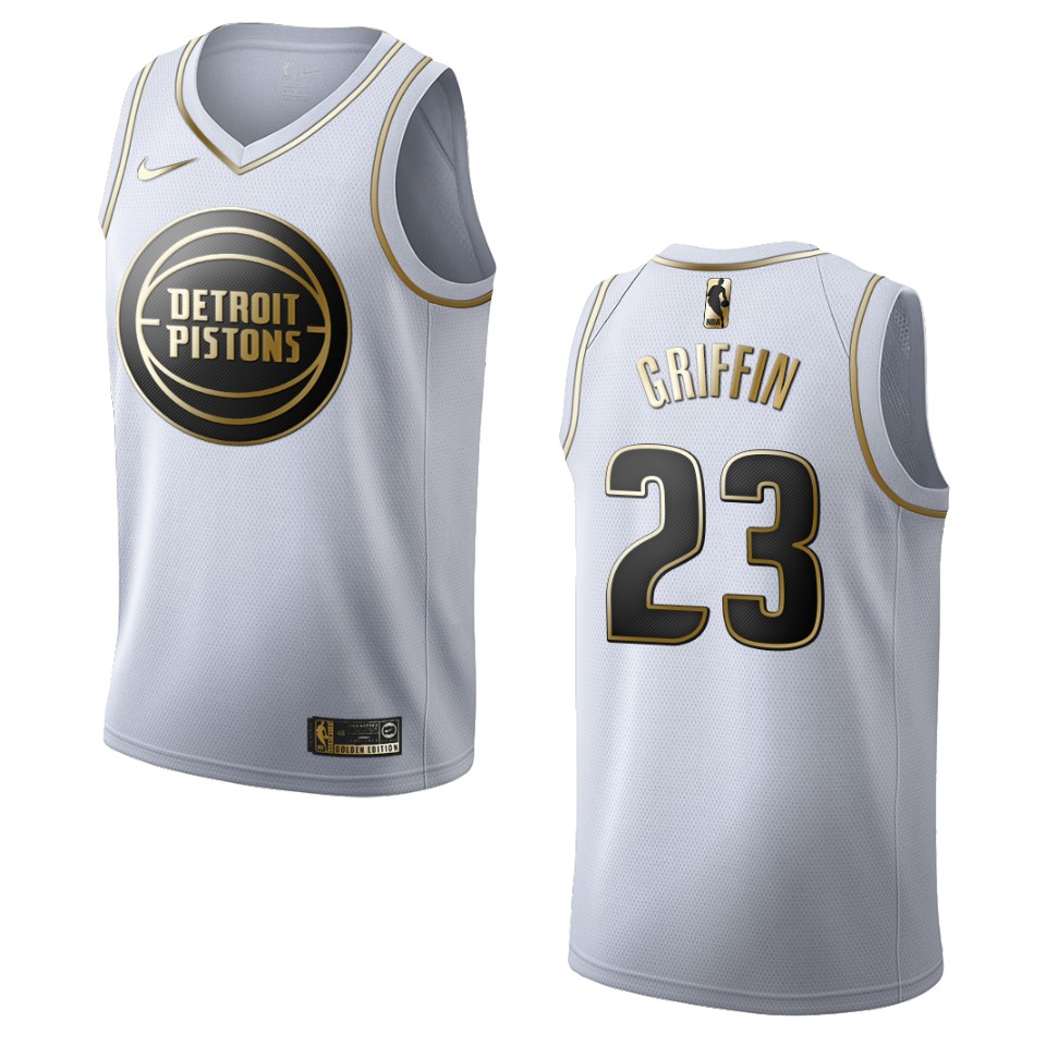 Men’s Detroit Pistons #23 Blake Griffin Golden Edition Basketball Jersey – White