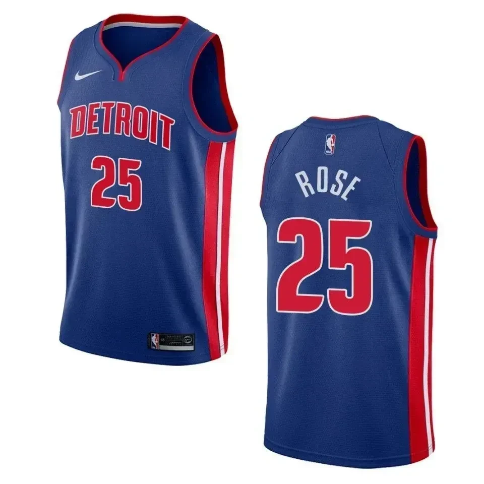 Men's Detroit Pistons 25 Derrick Rose Icon Swingman Basketball Jersey - Blue - JS379 
