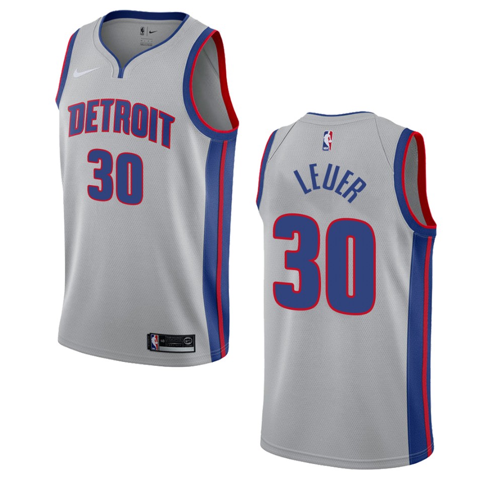 Men's Detroit Pistons #30 Jon Leuer Statement Swingman Basketball Jersey - Gray