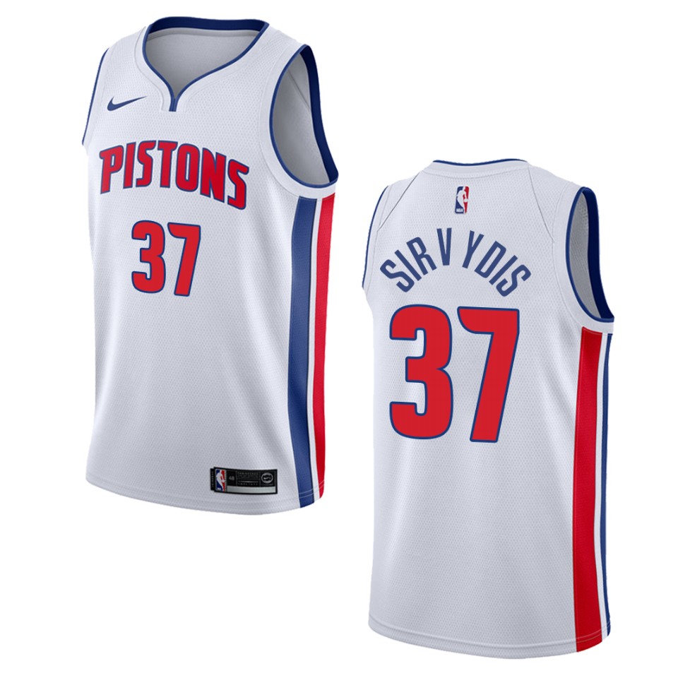 Men's Detroit Pistons #37 Deividas Sirvydis Association Swingman Basketball Jersey - White