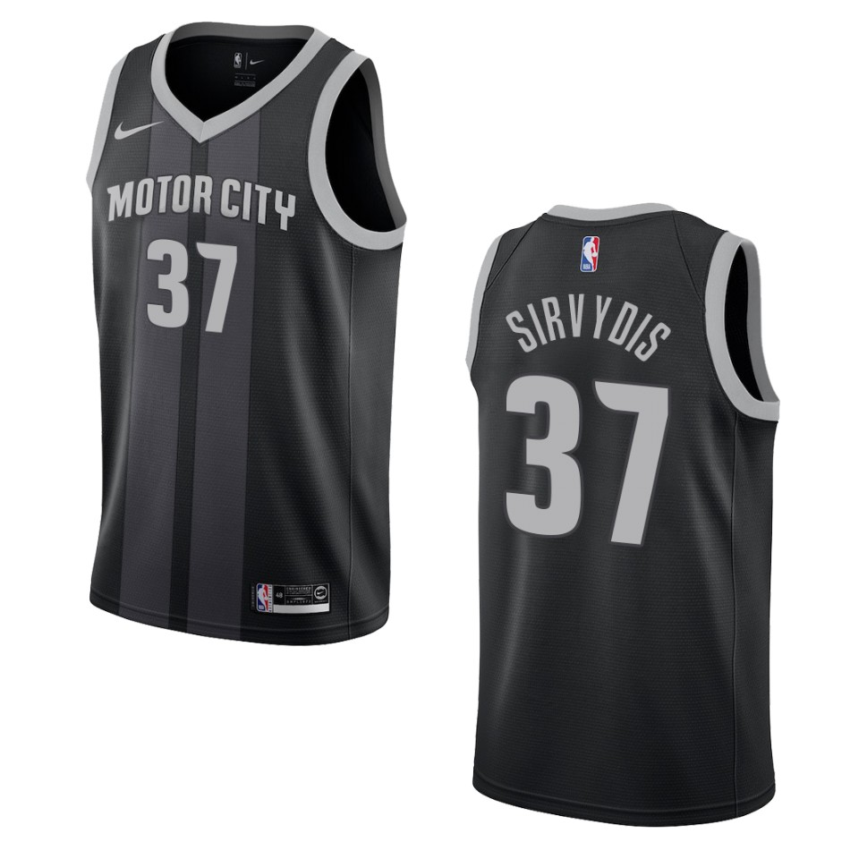 Men's Detroit Pistons #37 Deividas Sirvydis City Swingman Basketball Jersey - Black