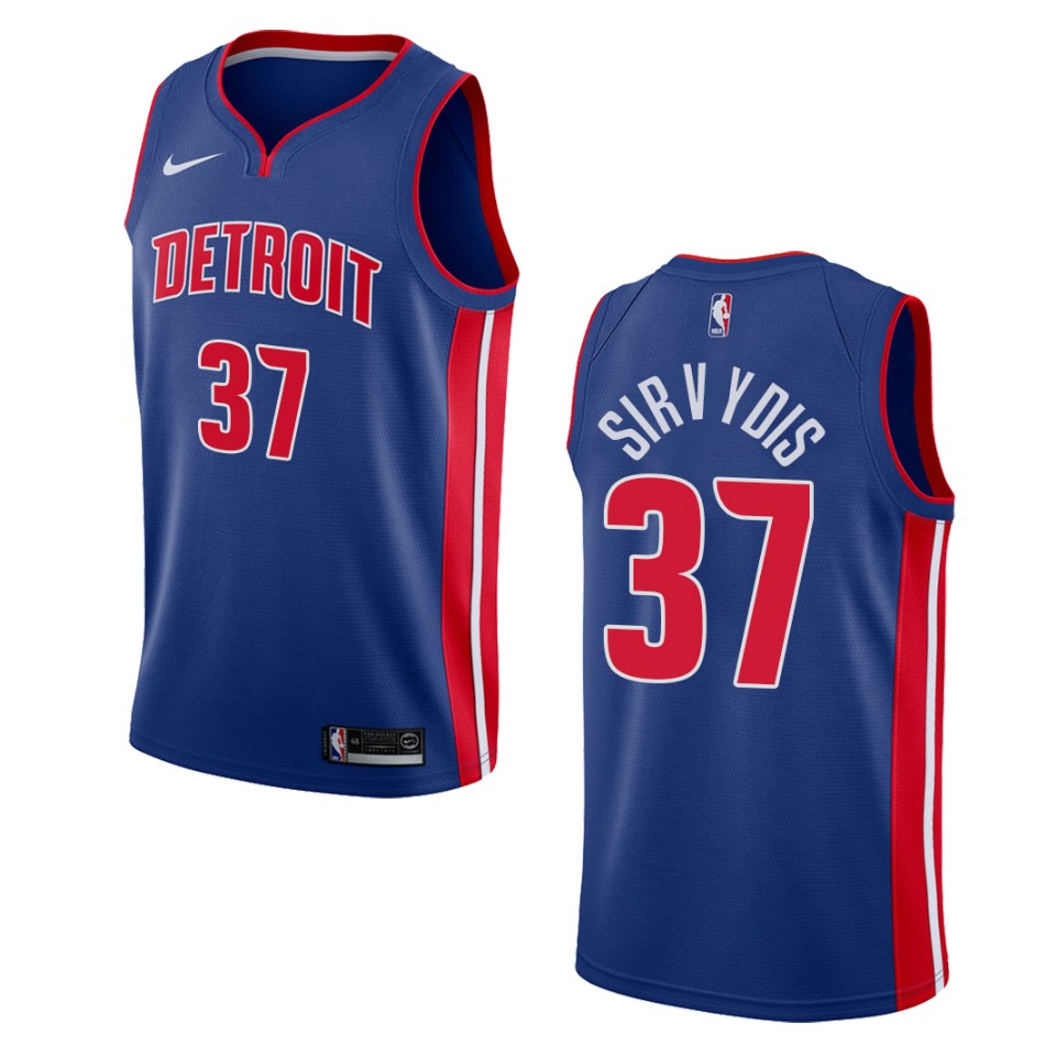 Men's Detroit Pistons #37 Deividas Sirvydis Icon Swingman Basketball Jersey - Blue
