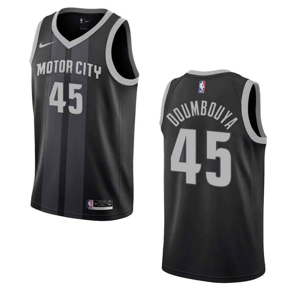 Men's Detroit Pistons 45 Sekou Doumbouya City Swingman Basketball Jersey - Black - JS614 