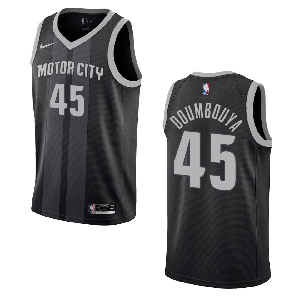 Men's Detroit Pistons #45 Sekou Doumbouya City Swingman Basketball Jersey - Black