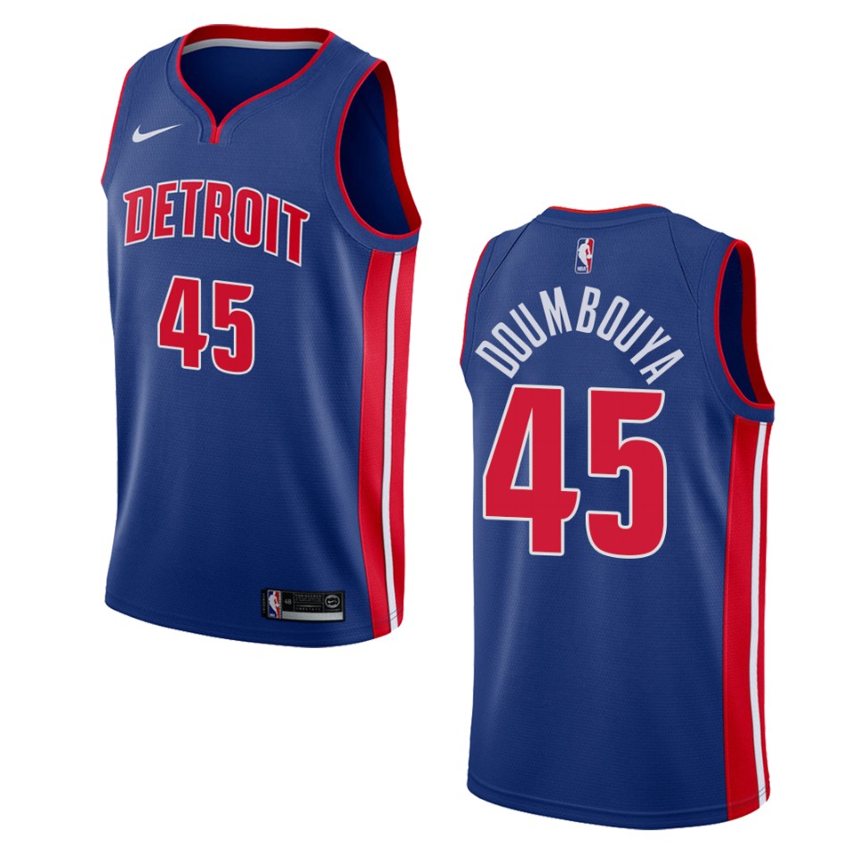Men's Detroit Pistons #45 Sekou Doumbouya Icon Swingman Basketball Jersey - Blue