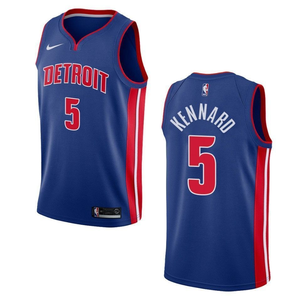 Men's Detroit Pistons 5 Luke Kennard Icon Swingman Basketball Jersey - Blue - JS685 