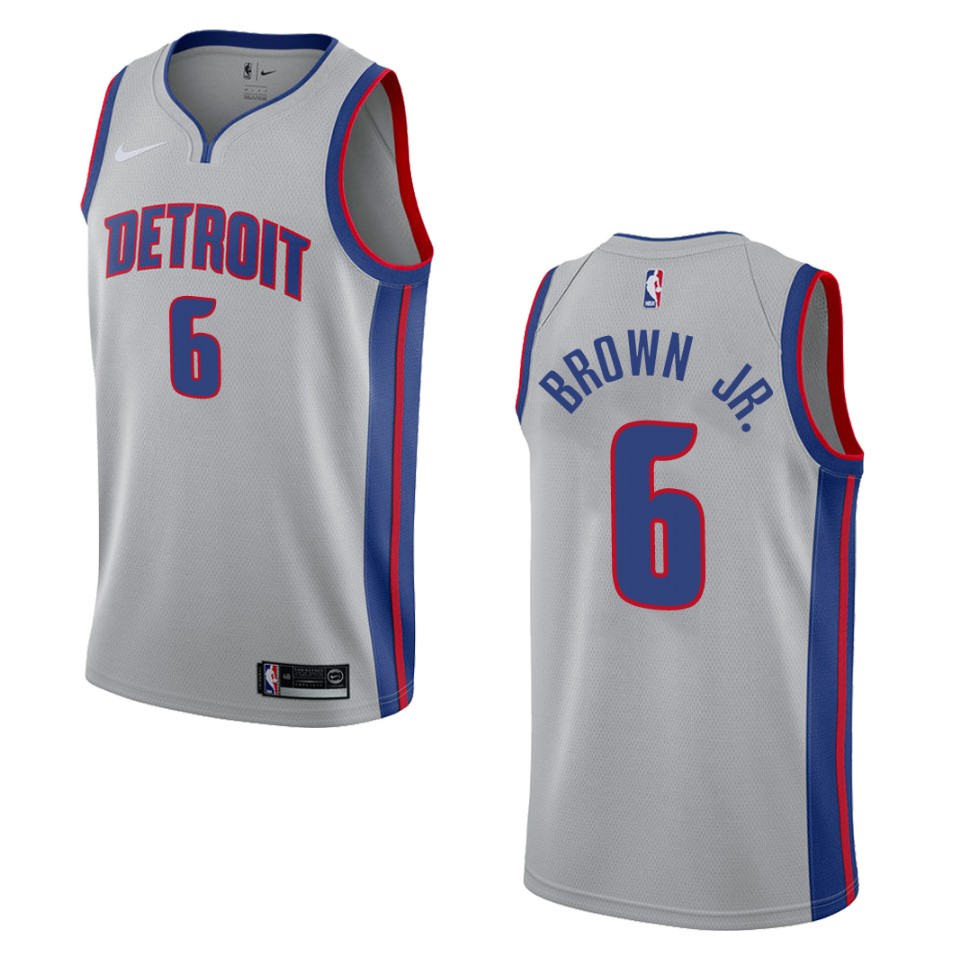 Men's Detroit Pistons #6 Bruce Brown Jr. Statement Swingman Basketball Jersey - Gray