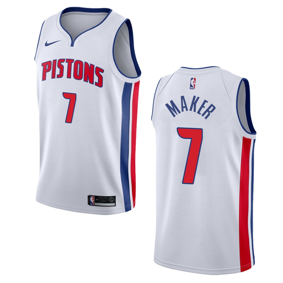 Men's Detroit Pistons #7 Thon Maker Association Swingman Basketball Jersey - White